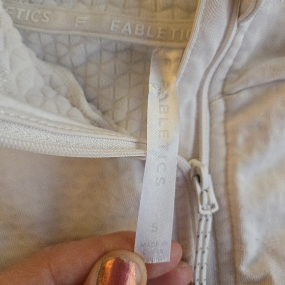 Fabletics Tech Knit Bone White Full Zip Hoodie - Picture 3 of 12